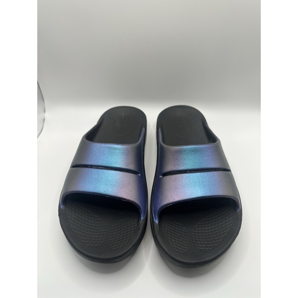 OOFOS OOahh Luxe slide sandals Midnight Spectre Women's 6